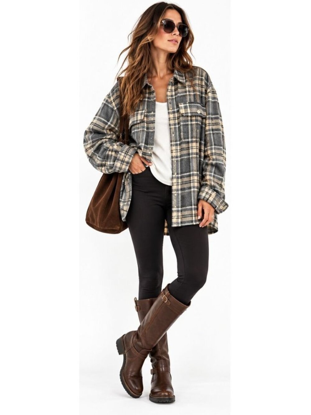 Old Navy Boyfriend Shirt Women M NWT Plaid Oversized 100% Cotton festival fall